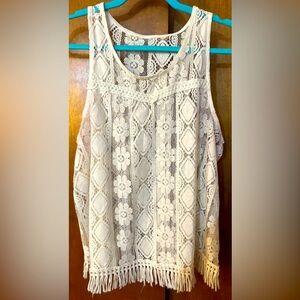 Elegant Lace Sleeveless Top - Cream